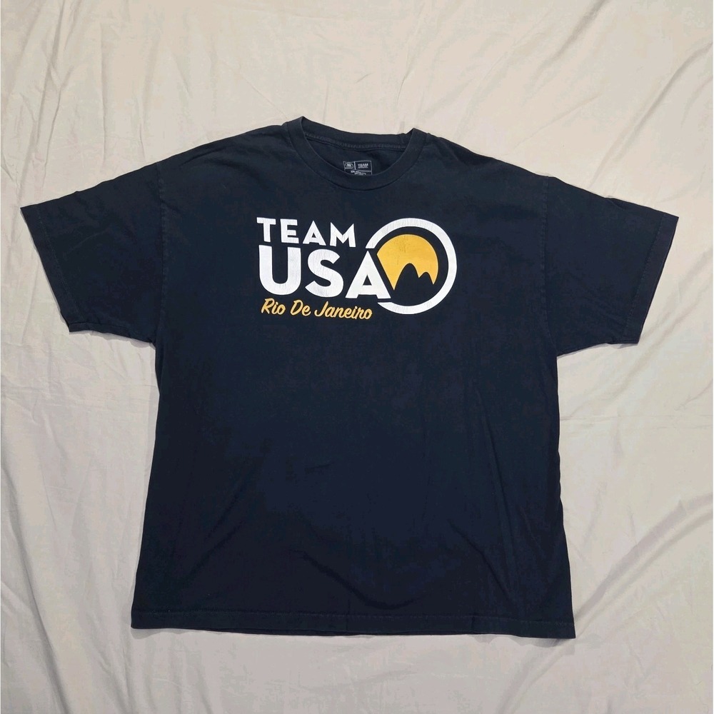Team USA Rio de Janeiro Olympics Apparel Mens Blue T-Shirt Size XXL 100% Cotton